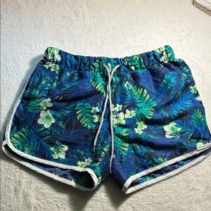 Blue Tropical Print girls Shorts SZ L